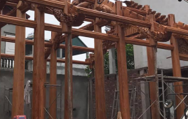 Lắp đặt nhà gỗ Gõ Đỏ 3 gian ở Đông Triều – Quảng Ninh