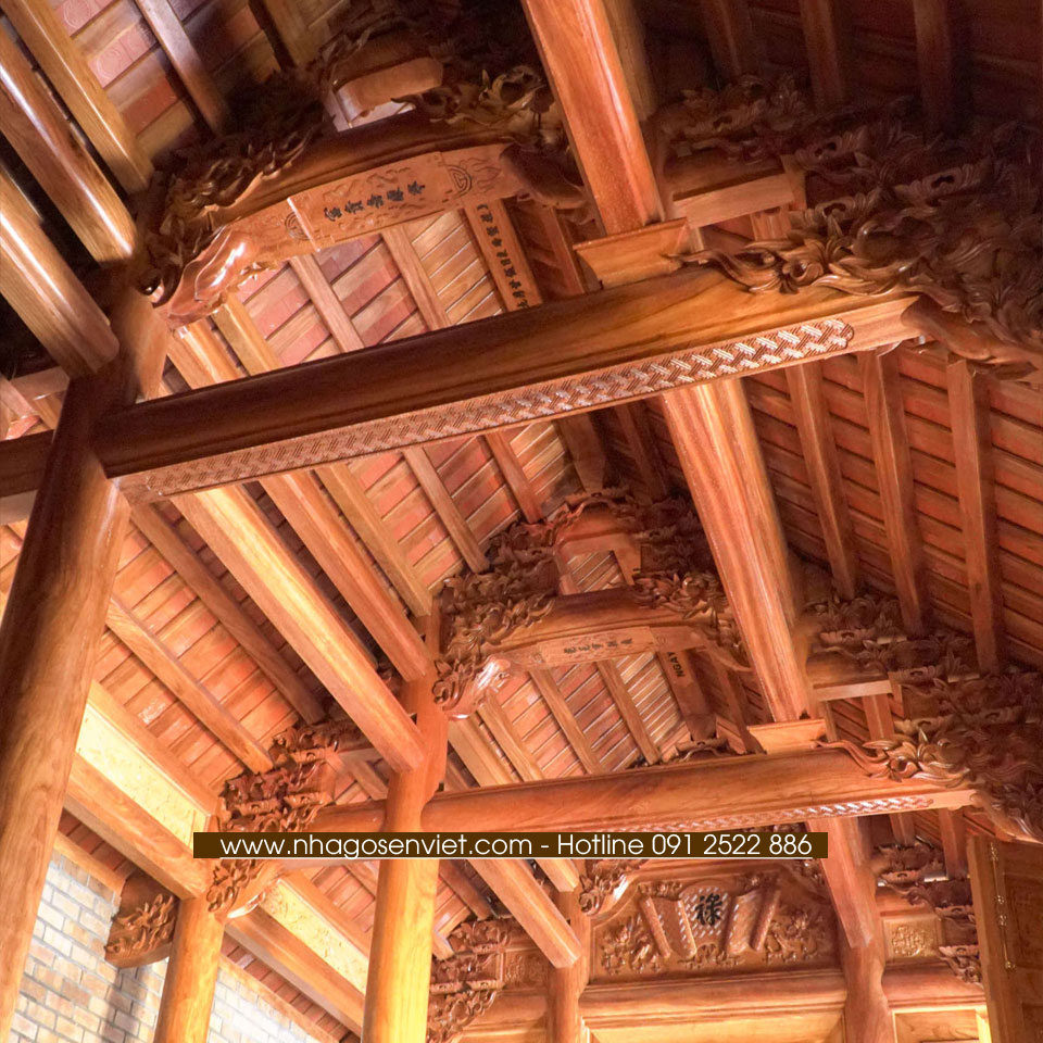 Nhà gỗ Gõ Đỏ 3 gian M1