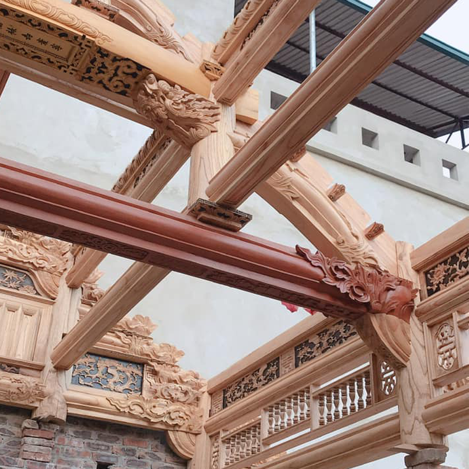 Nhà gỗ Xoan 3 gian M2